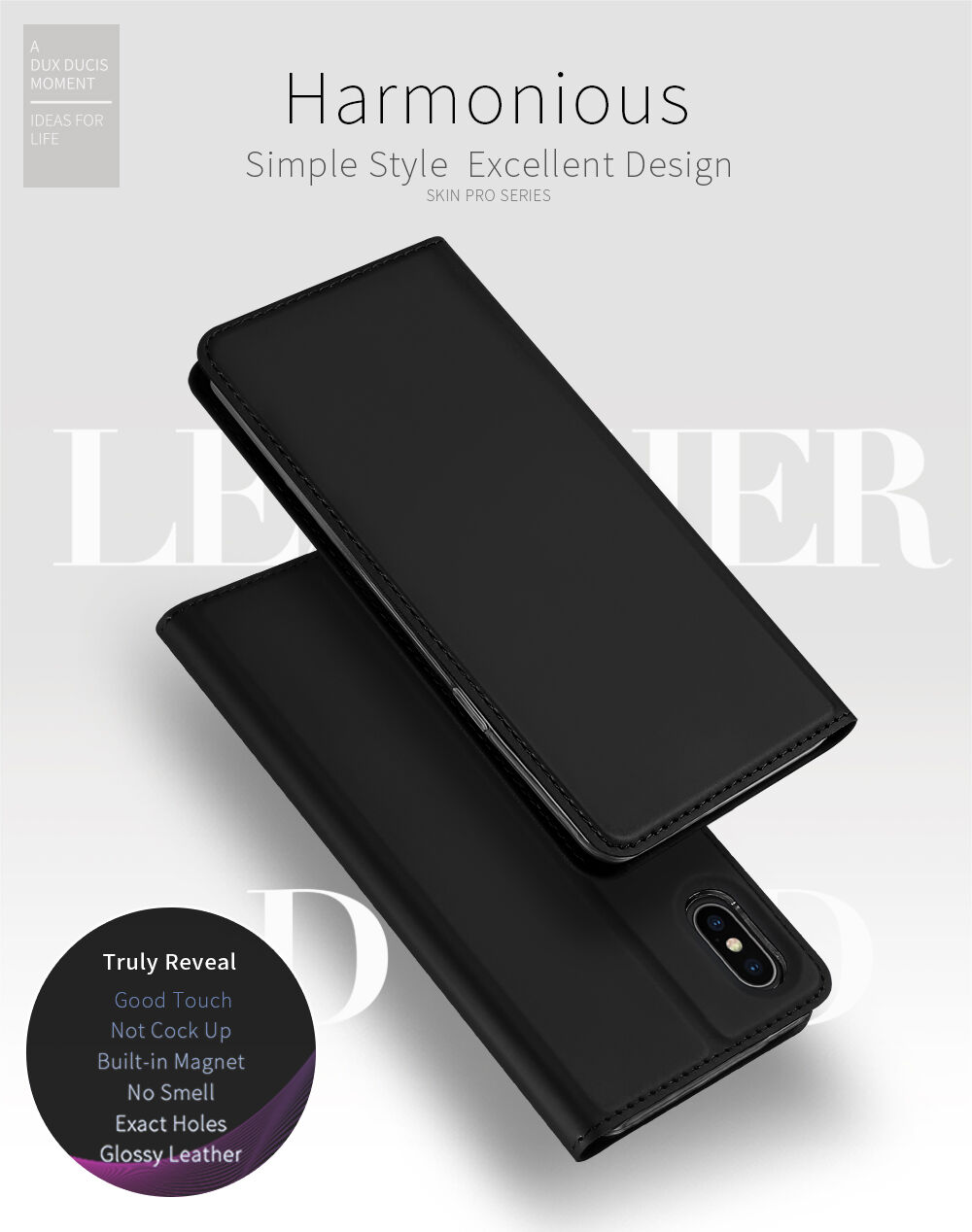 DUX DUCIS flip case voor iPhone XS Max. - goud