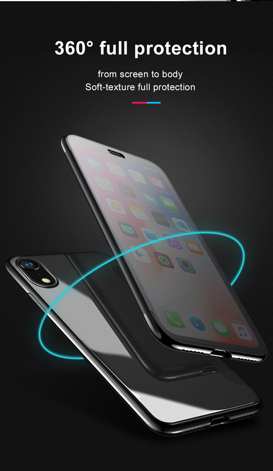 BASEUS flip case voor iPhone XR - zwart
