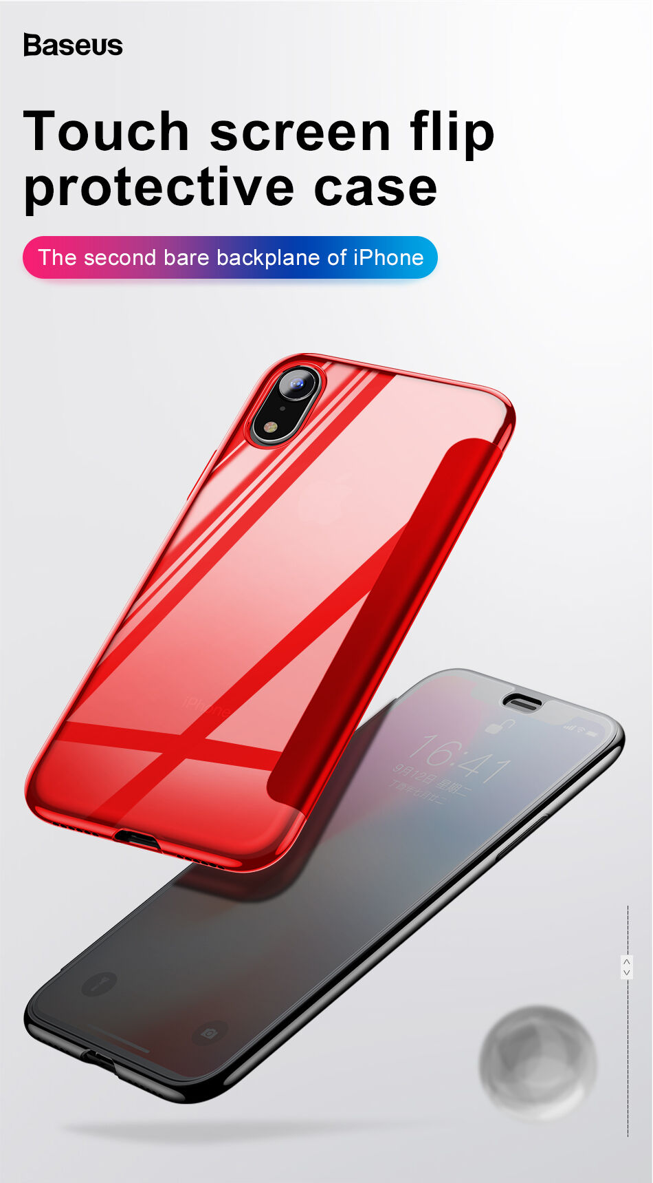 BASEUS flip case voor iPhone XR - rood