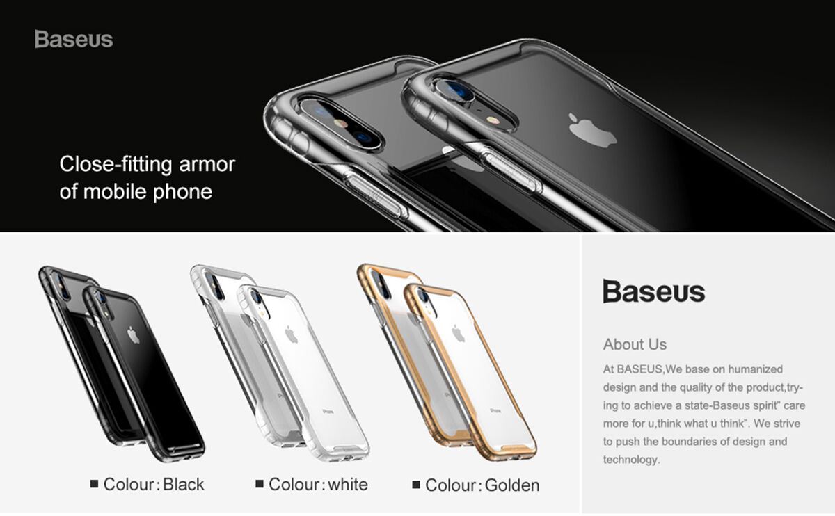 BASEUS pantser doorzichtige afdekking met frame voor iPhone XR - zwart