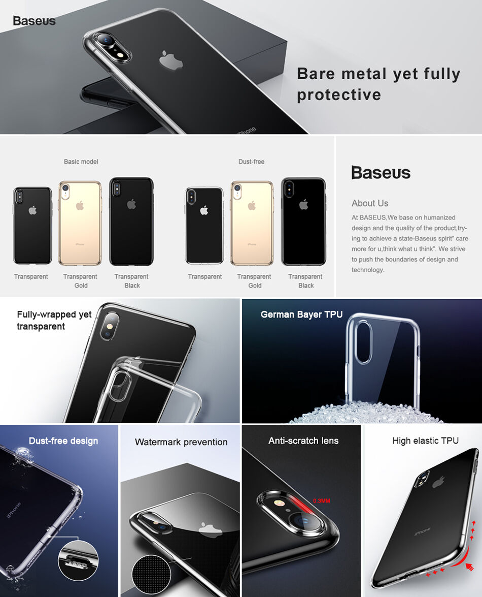 BASEUS Eenvoudigheidsafdekking voor iPhone XR - goud