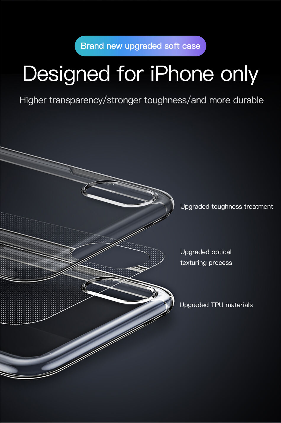 BASEUS Eenvoudigheidsafdekking voor iPhone XR - goud