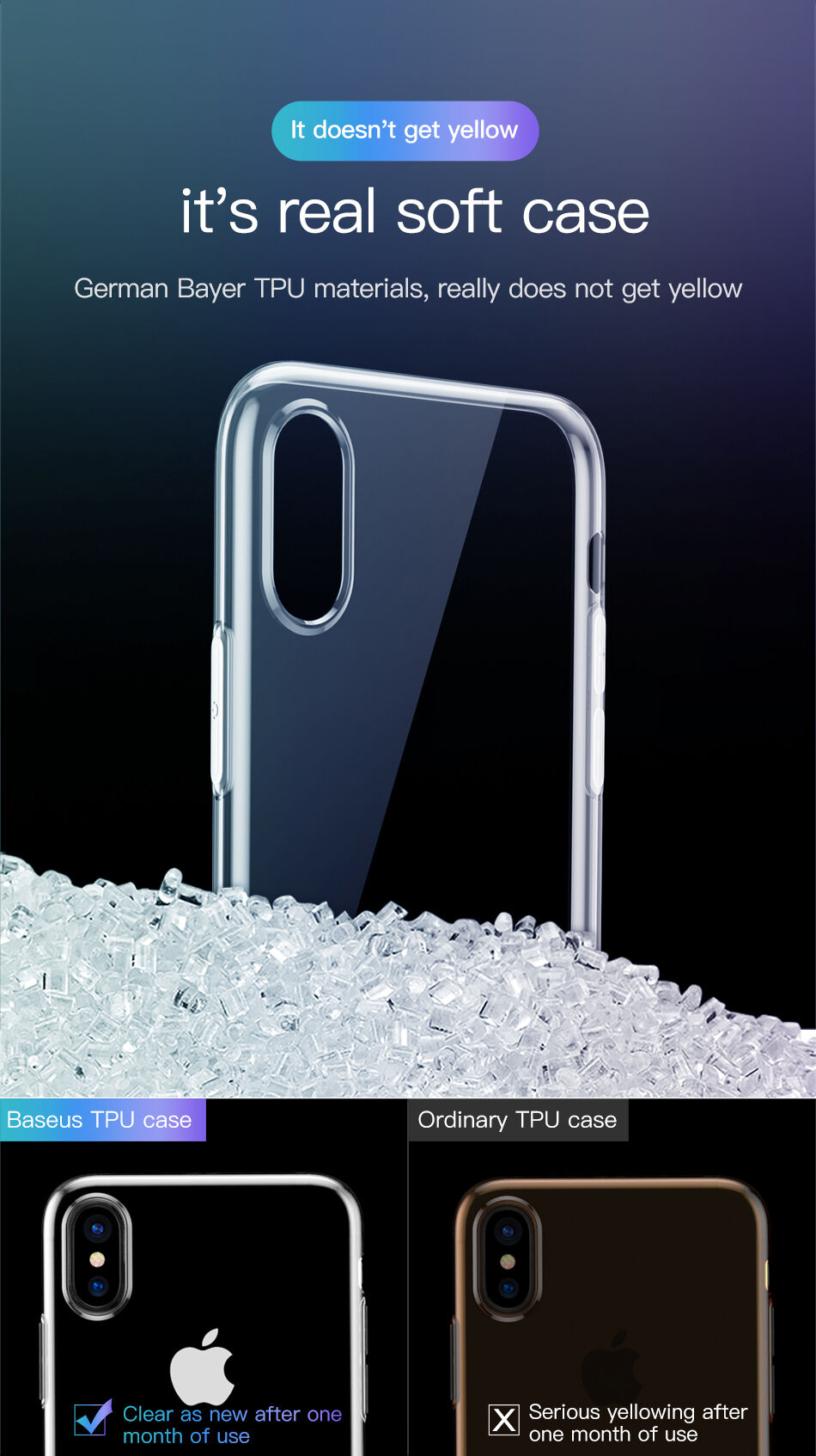 BASEUS Eenvoudigheidsafdekking voor iPhone XR - goud