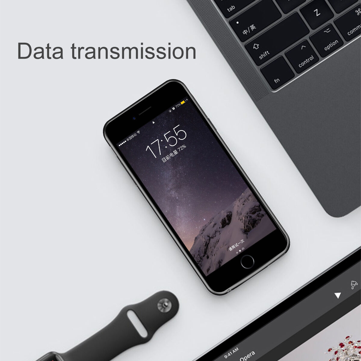 BASEUS ontwerp deksel met batterij 5000mAh voor Apple iPhone 7 / 8 - romig