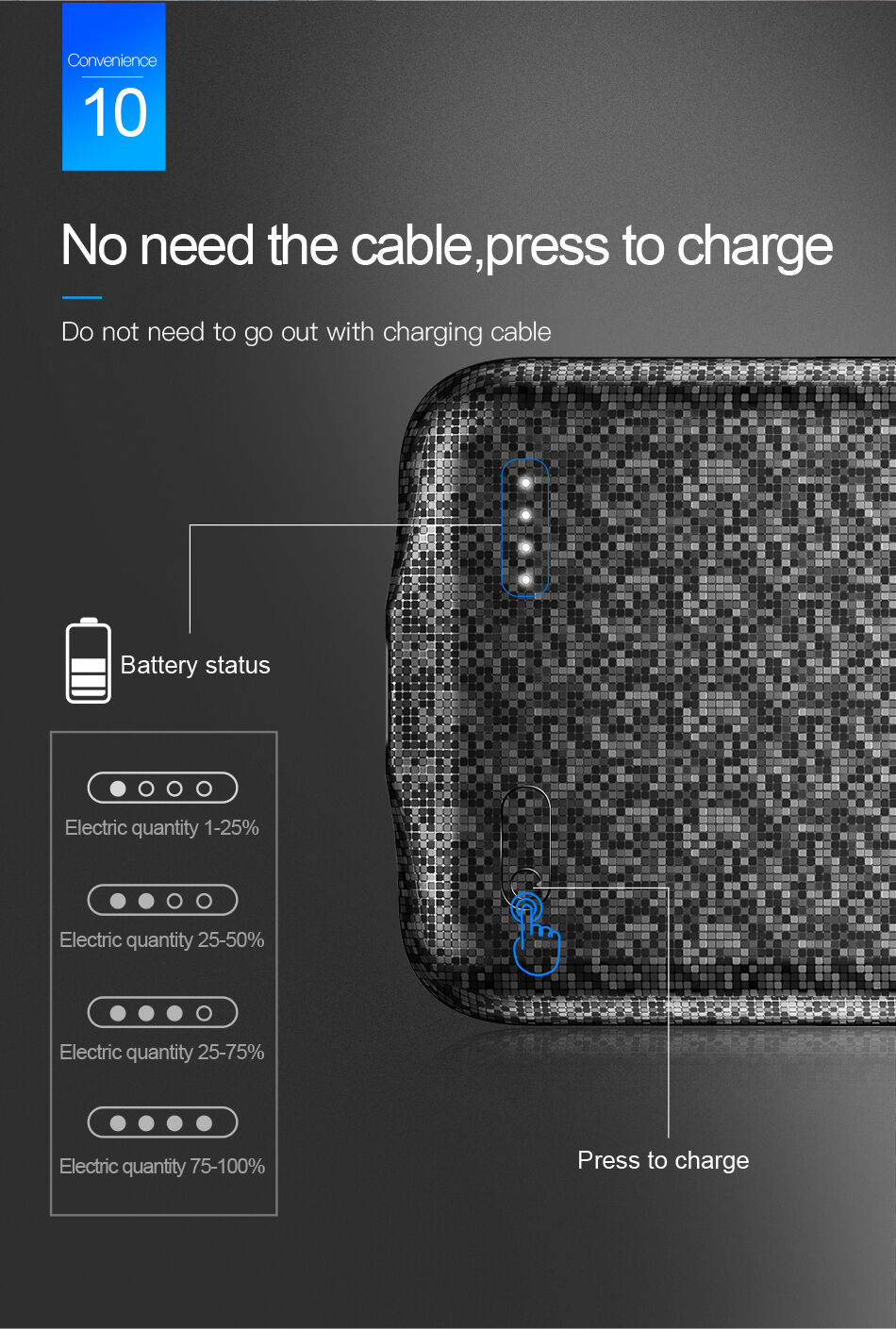 BASEUS-batterijdeksel 3500mAh iPhone X - zwart