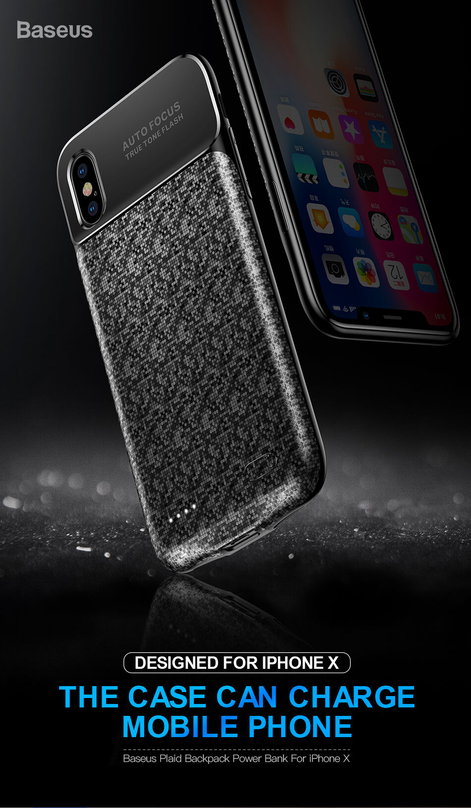 BASEUS-batterijdeksel 3500mAh iPhone X - wit