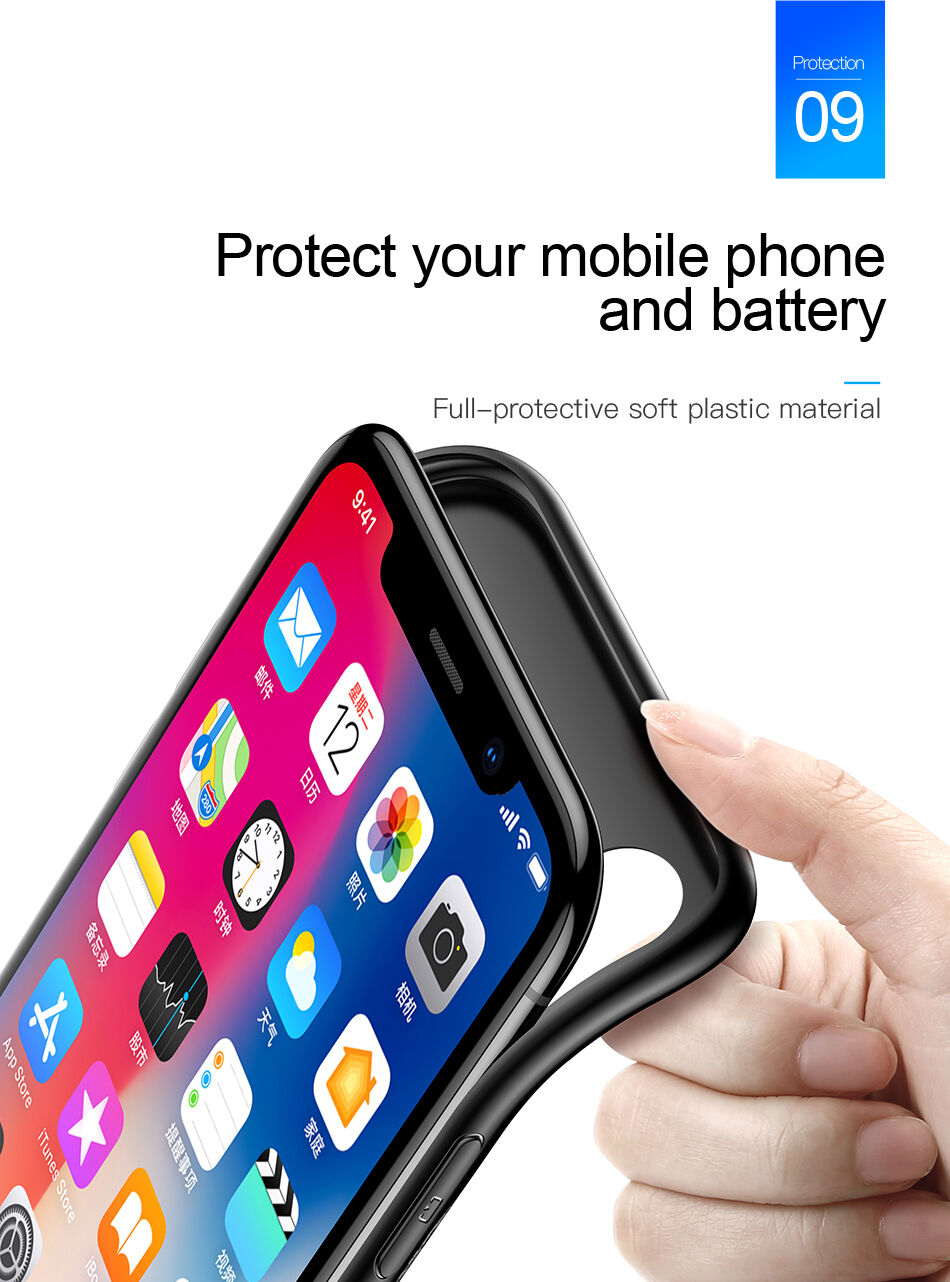 BASEUS-batterijdeksel 3500mAh iPhone X - wit