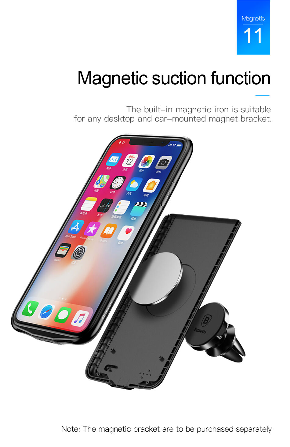 BASEUS-batterijdeksel 3500mAh iPhone X - wit