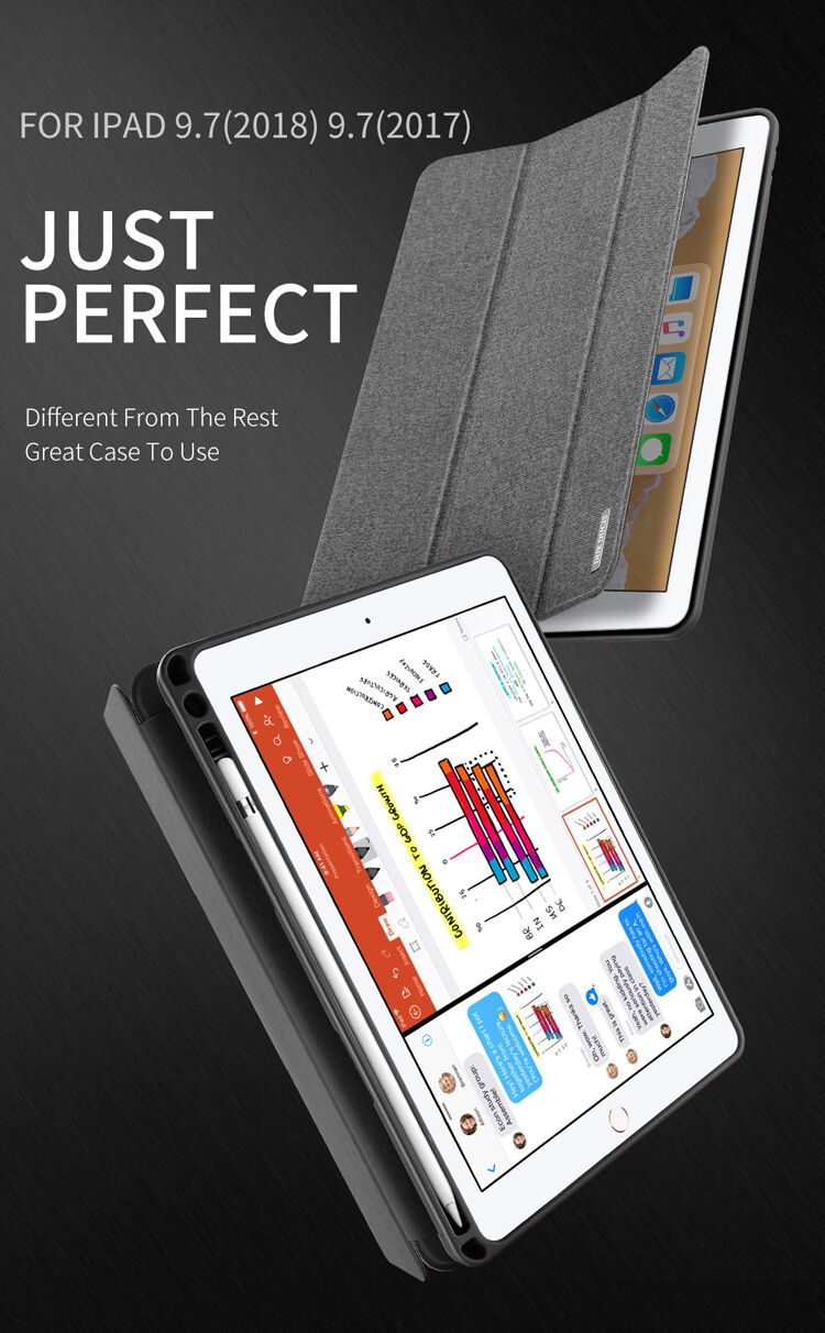 DUX DUCIS Domo etui met ruimte voor Apple Pencil en slaapfunctie voor iPad 9,7