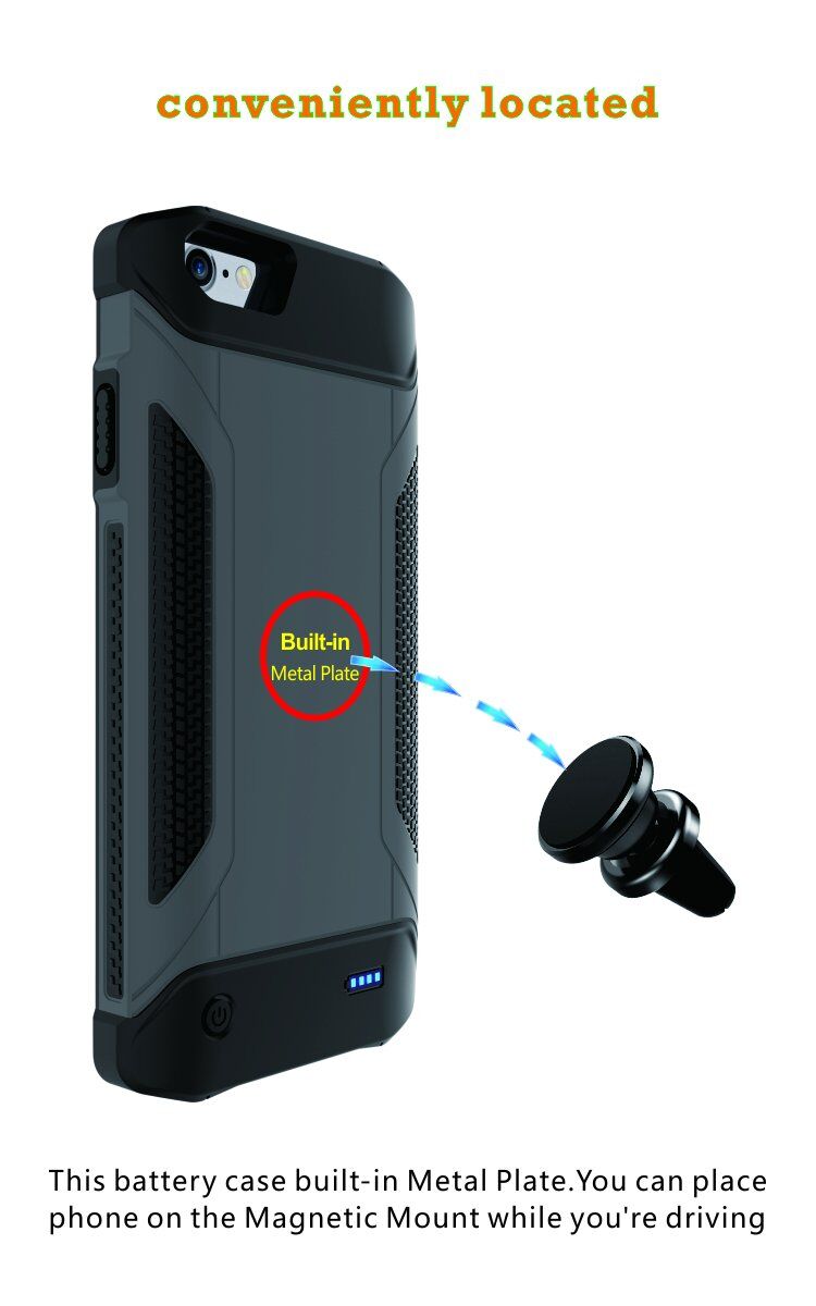 bestand beschermend deksel met externe batterij 4000mAh voor Apple iPhone 6 / 6S / 7 / 8 iPhone 6 / 6S / 7 / 8 - grijs