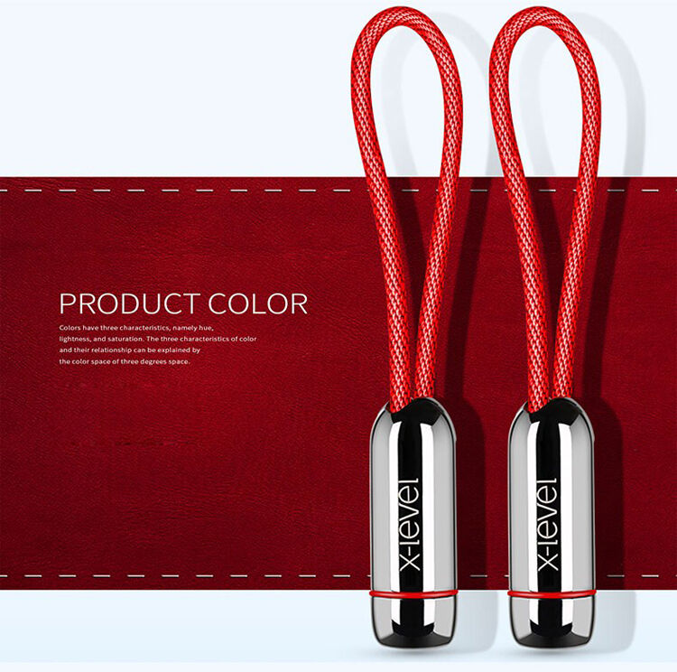 X-LEVEL Elegante USB / Bliksemkabel voor Apple iPhone / iPad / iPad / X-LEVEL Elegante USB / Bliksemkabel voor Apple iPhone / iPad / iPod - 8cm - rood