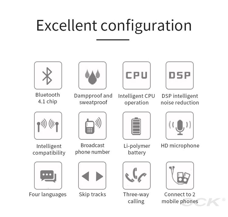 CCK draadloze Bluetooth-hoofdtelefoon voor Apple iPhone - blah