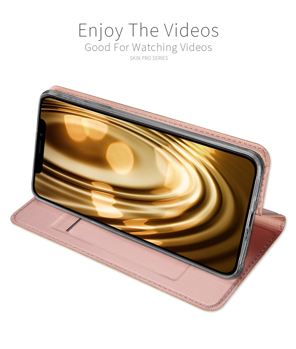 DUX DUCIS-koffer met statief en documentcompartimenten voor Apple iPhone XS - goud