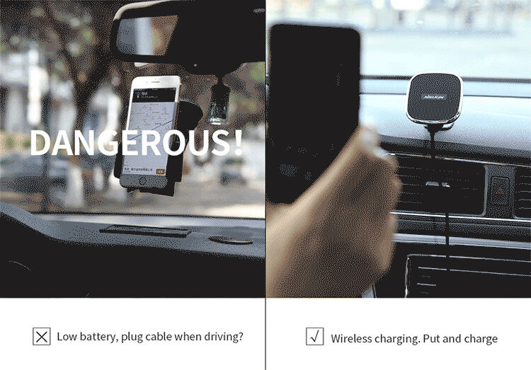NILLKIN-ontwerp magnetische houder met Qi draadloze oplading voor Apple iPhone - zwart