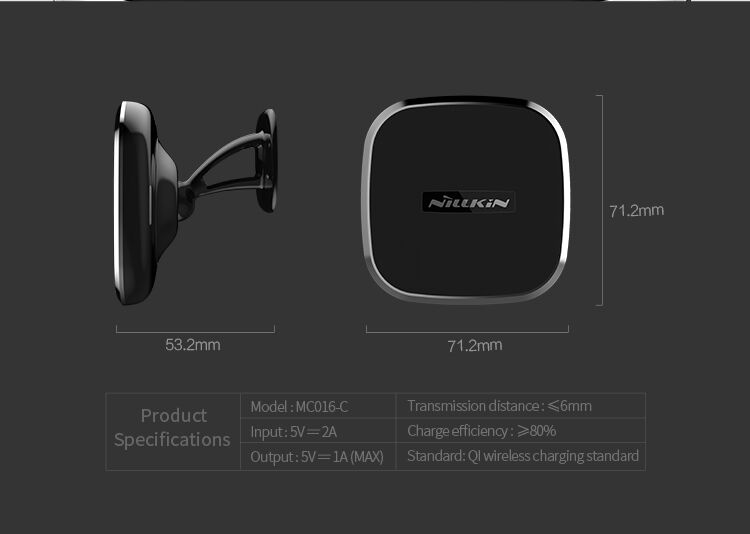 NILLKIN-ontwerp magnetische houder met Qi draadloze oplading voor Apple iPhone - zwart