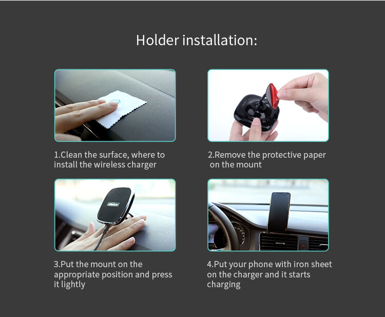 NILLKIN-ontwerp magnetische houder met Qi draadloze oplading voor Apple iPhone - zwart