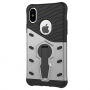 Super bestendige hoes met standaard voor iPhone XS/iPhone X X - zilver