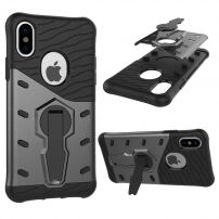 Super bestendige hoes met standaard voor iPhone XS/iPhone X X - zwart
