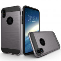 Bestand beschermhoes iPhone XS / iPhone X - geborstelde textuur - grijs