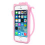 3D-siliconenhoes voor 3D-siliconen iPhone 5 / 5S / SE (2016) - schattige kat - rozig