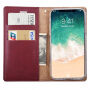 MERCURY lederen etui met documentvak en standaard voor iPhone XS/iPhone X X - wijnrood