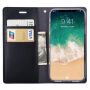 MERCURY lederen etui met documentvak en standaard voor iPhone XS/iPhone X X - zwart
