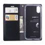 MERCURY lederen etui met documentvak en standaard voor iPhone XS/iPhone X X - zwart