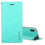 MERCURY lederen etui met documentvak en standaard voor iPhone XS/iPhone X X - turquoise