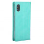 MERCURY lederen etui met documentvak en standaard voor iPhone XS/iPhone X X - turquoise
