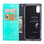 MERCURY lederen etui met documentvak en standaard voor iPhone XS/iPhone X X - turquoise