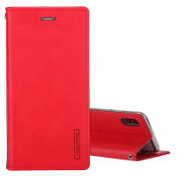 MERCURY lederen etui met documentvak en standaard voor iPhone XS/iPhone X X - rood