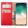 MERCURY lederen etui met documentvak en standaard voor iPhone XS/iPhone X X - rood