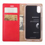 MERCURY lederen etui met documentvak en standaard voor iPhone XS/iPhone X X - rood
