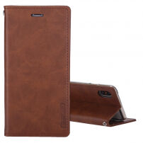 MERCURY lederen etui met documentvak en standaard voor iPhone XS/iPhone X X - Bruin
