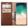 MERCURY lederen etui met documentvak en standaard voor iPhone XS/iPhone X X - Bruin