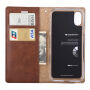 MERCURY lederen etui met documentvak en standaard voor iPhone XS/iPhone X X - Bruin