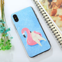 dekking voor iPhone XS/iPhone X X - blauw met flamingo's