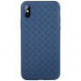 BENKS plastic beschermhoes in gevlochten lederen stijl iPhone XS/iPhone X X - donkerblauw