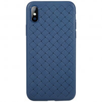 BENKS plastic beschermhoes in gevlochten lederen stijl iPhone XS/iPhone X X - donkerblauw
