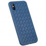 BENKS plastic beschermhoes in gevlochten lederen stijl iPhone XS/iPhone X X - donkerblauw