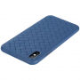 BENKS plastic beschermhoes in gevlochten lederen stijl iPhone XS/iPhone X X - donkerblauw
