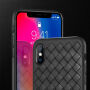BENKS plastic beschermhoes in gevlochten lederen stijl iPhone XS/iPhone X X - donkerblauw
