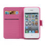 Magnetische behuizing / deksel met standaard en kaartsleuven voor Apple iPhone 4 / 4S - rozig
