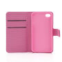 Magnetische behuizing / deksel met standaard en kaartsleuven voor Apple iPhone 4 / 4S - rozig