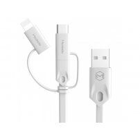 MCDODO USB kabel met bliksem / micro USB / USB-C connectoren voor Apple iPhone - 1m - wit