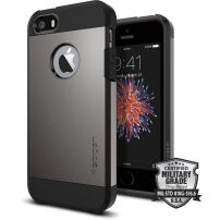 Spigen Armor bestendige dunne afdekking voor Apple iPhone SE (2016) / 5S - metalen leisteen