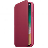 Originele Folio lederen koffer voor Apple iPhone XS - framboos