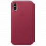 Originele Folio lederen koffer voor Apple iPhone XS - framboos