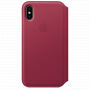 Originele Folio lederen koffer voor Apple iPhone XS - framboos