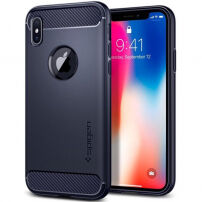 Spigen Rugged Stijlvolle stijlvolle beschermende pantser cover voor Apple iPhone XS - nachtblauw